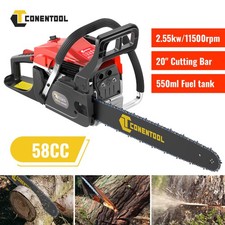 58cc Petrol Chainsaw 20inch Bar 2550W Wood Cutter Industrial-Grade with Brake UK
