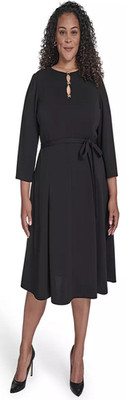 Jessica Howard Midi Dress 16 PLUS size 16W Fit & Flare Black Gold-Jeweled APR313