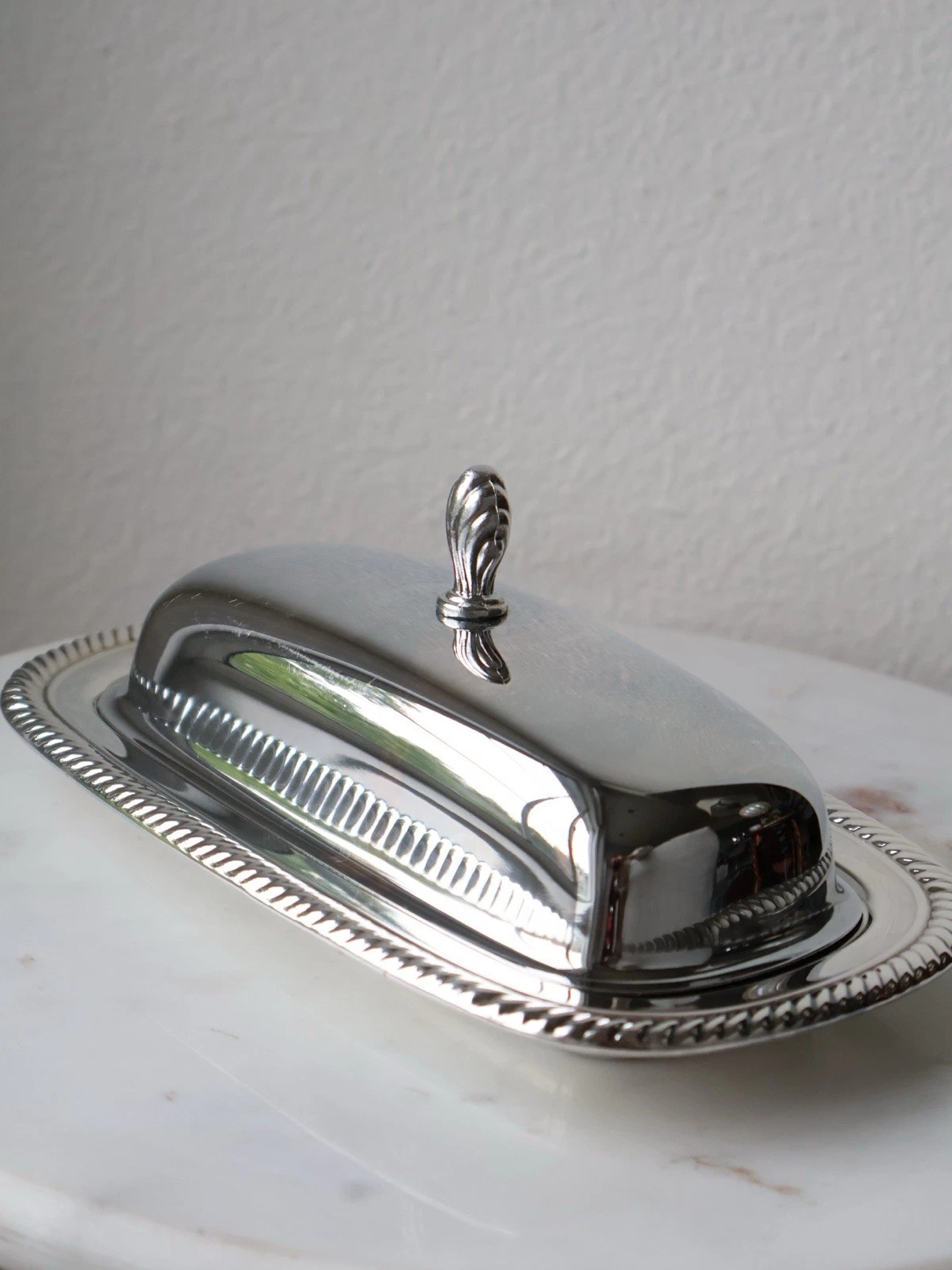 Vintage Butter Dish Silver Plate INTERNATIONAL SILVER COMPANY— Glass Insert