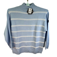 VTG South Pole Y2K Raised Rope Stripe Sweater Mens Size XL Blue Acrylic NWD