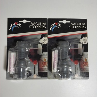 Vacu Vin Vacuum Wine Stoppers Replacement Set of 2 Sealed In Package NOS