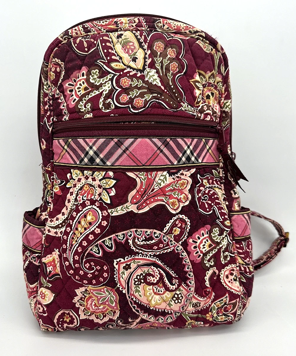 Vera Bradley Lilli Bell Nylon Campus Backpack Pink Orange Paisley Floral Bookbag Vera Bradley Backpack Orange Bags & Handbags for Women | eBay main image 3