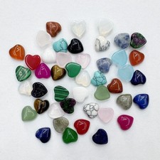 50pcs 8mm Mixed Natural Stone Heart CAB CABOCHON DIY Jewelry Making No Hole