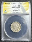 1916-D Buffalo Nickel graded VG by ANACS Semi Key Date