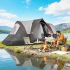 Outsunny Camping Tent, 6 Person Tent with 2 Bedroom, Rainfly, Dark Grey