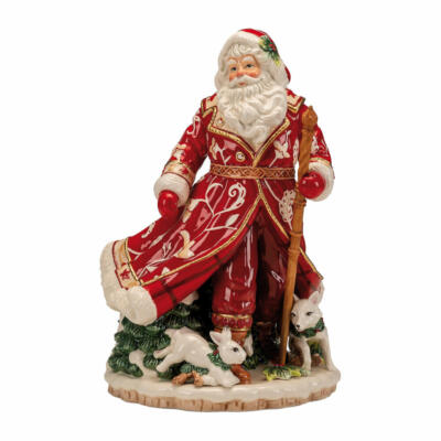 Goebel Figur Santa mit Wintertieren, Fitz and Floyd, Steingut, 33 cm, 51001581
