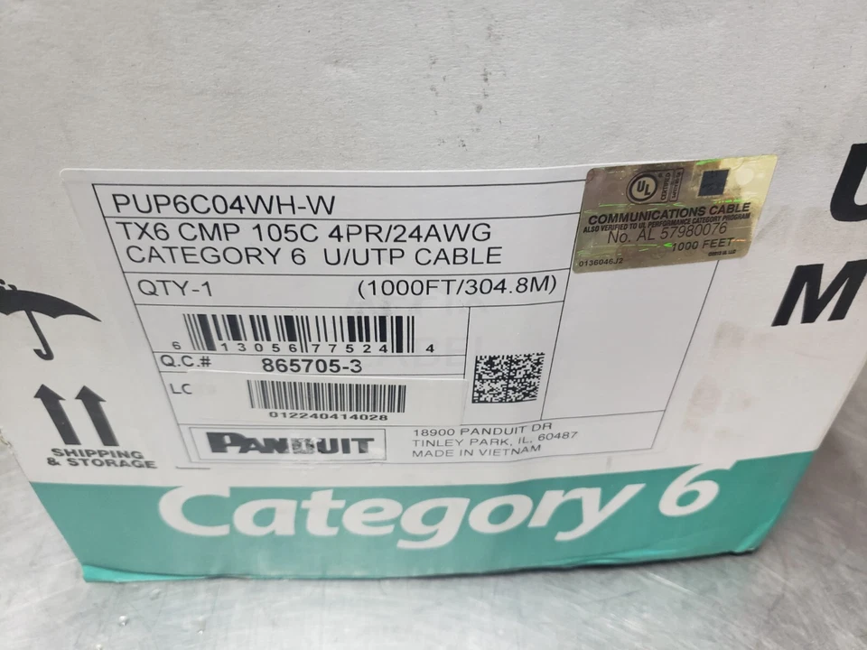 PANDUIT PUP6C04WH-W CABO DE COBRE GATO 6 PLENUM BRANCO NOVO NA CAIXA - Imagem 3 de 4