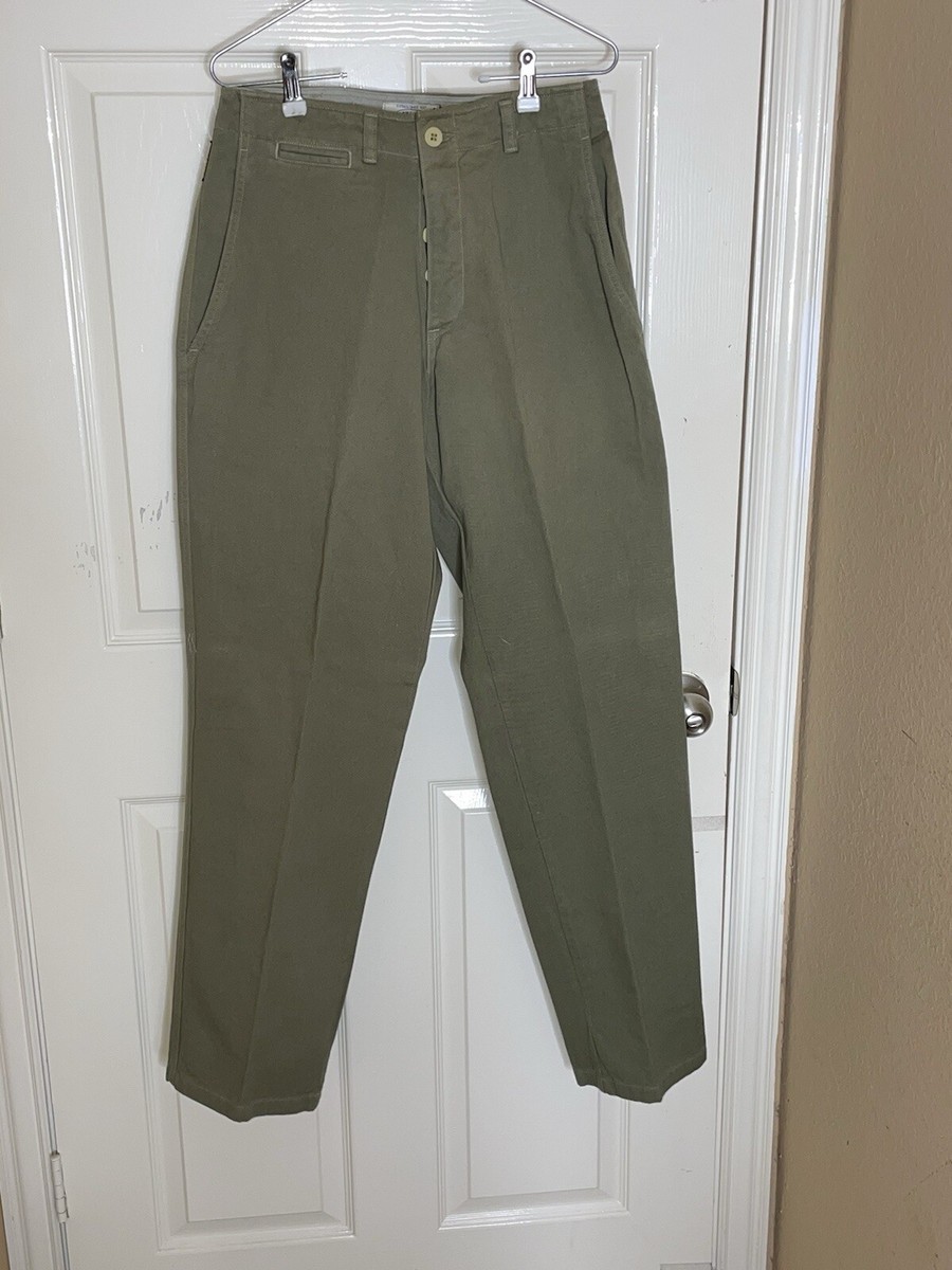 Armani Jeans Khaki Pants Mens Size 30/34 Olive Green Flat Front