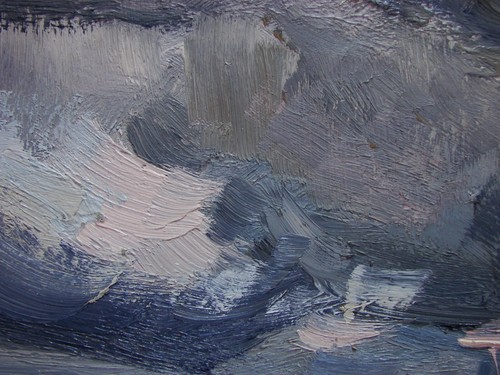Ukrainian Soviet USSR Oil Painting Landscape impressionism rainclouds mountains - Picture 7 of 8