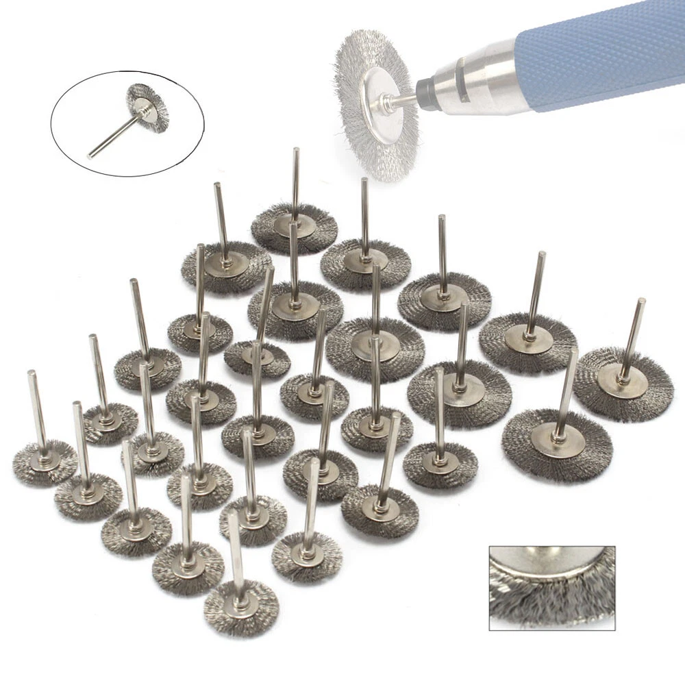 30Pcs Polishing Wire Wheel Brush Set Dremel Attachments Cleaning Rotary Tool