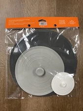 Set of 3 LE CREUSET Gray & White 11" 8" & 4" Silicone Knob Storage Lids BPA Free