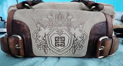 ガ*ル様 GIVENCHY Boston bag archive Authentic GIVENCHY Brown Canvas & Leather Boston Bag Chestnut