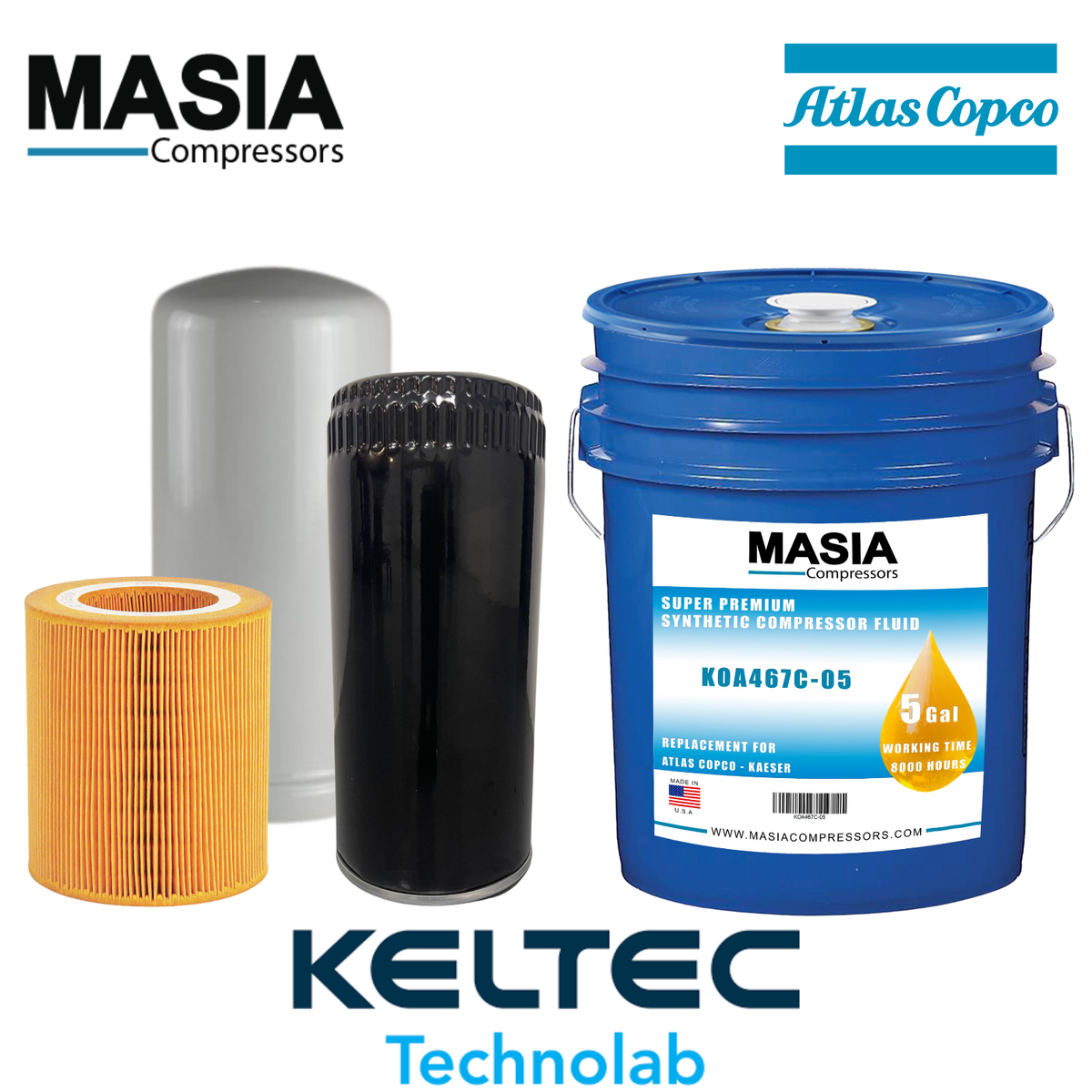 GA-18FF VSD Atlas Copco 8000 Hours Service Kit - Includes Filters