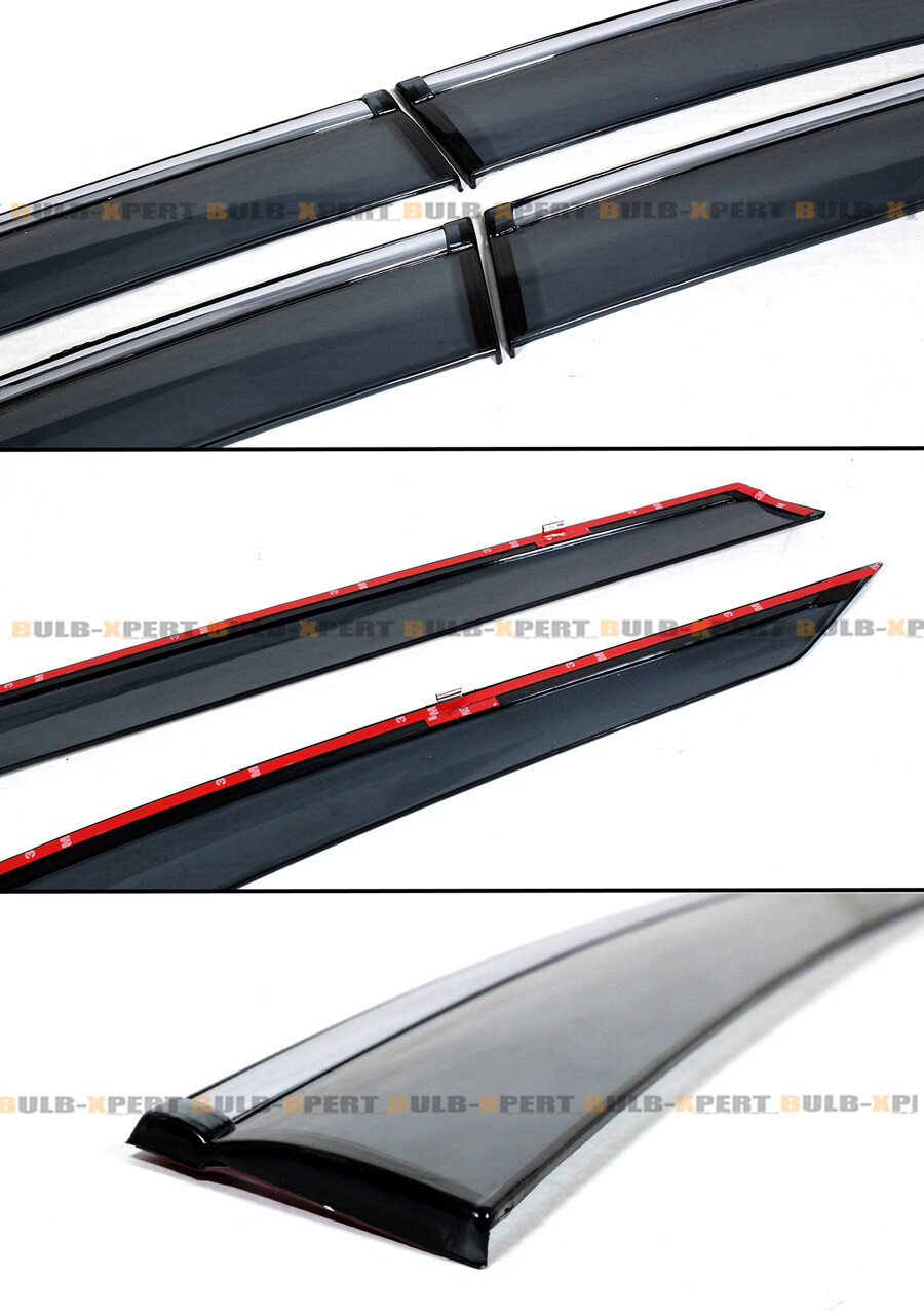 PREMIUM CHROME TRIM WINDOW VISOR RAIN GUARD W/ CLIPS FOR 20192022