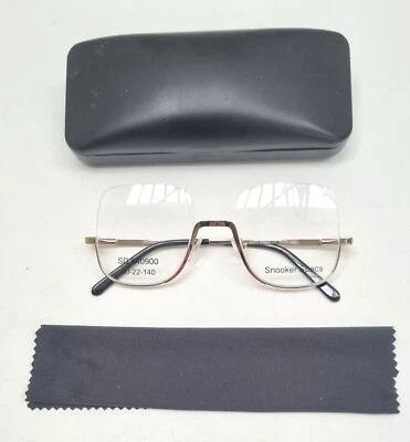 SPECTACLES DIRECT SNOOKER GLASSES Spectacles Prescription Frames Sprung Sides, With Case & Cloth.