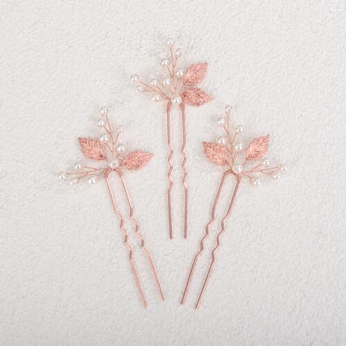 3-Piece Boho Bridal Leaf Hair Pins for Women’s Wedding Headpieces
