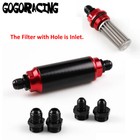 Universal Racing In-Line Fuel Filter With AN 6 8 10 Fittings Adapter 40 Micron