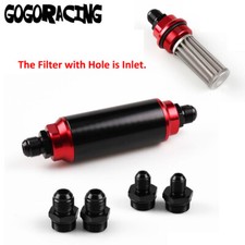 Universal Racing In-line Fuel Filter With An 6 8 10 Fittings Adapter 40 Micron