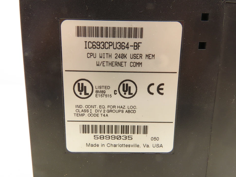 GE Fanuc IC693CPU364-BF CPU 240k User Memory Ethernet Comm **Bad Key Switch - Image 2 of 4