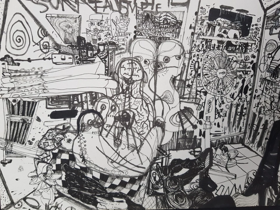 Gerardo GOMEZ Salvadorien encre sur papier ink on paper contreseing 23/30.5 cm - Photo 1/1