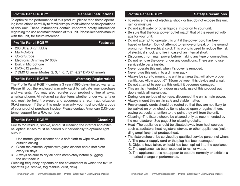 (10 used) AMERICAN DJ PROFILE PANEL RGB PRO-522  - Image 4 of 4
