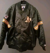 New MLB Starter Oakland A's Satin Varsity Jacket Green Size 2XL tech elite 