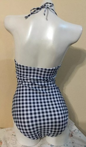Gap Gingham Navy And White Halter One Piece Women's Underwire Swimsuit XS - Picture 7 of 7