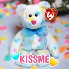 KISSME 2001 Ty Beanie Babies Colorful Hearts BEAR Baby MWMT