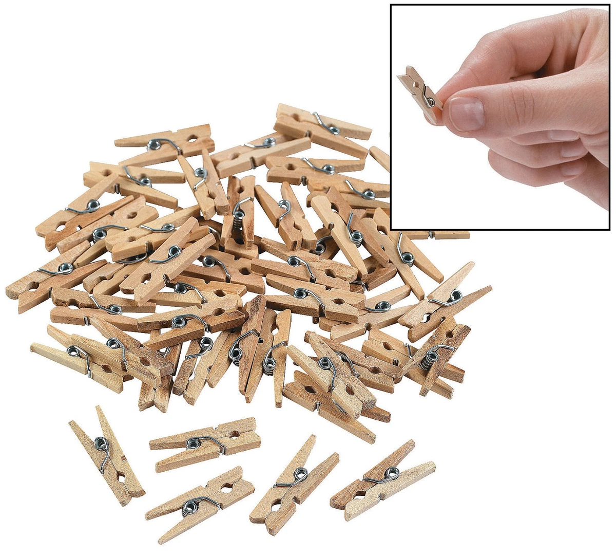 Natural Wooden Mini Clothespins. (50 pcs. per unit) 1 x 1/4 x 1/8