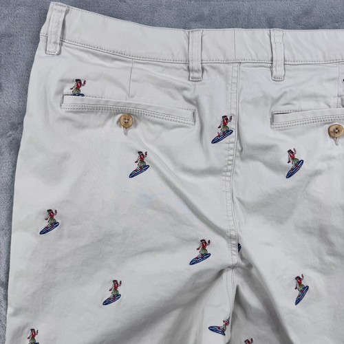Tommy Bahama Chino Shorts Mens 35 Off White Surfing Hula Girl Preppy Resort Golf - Picture 4 of 12