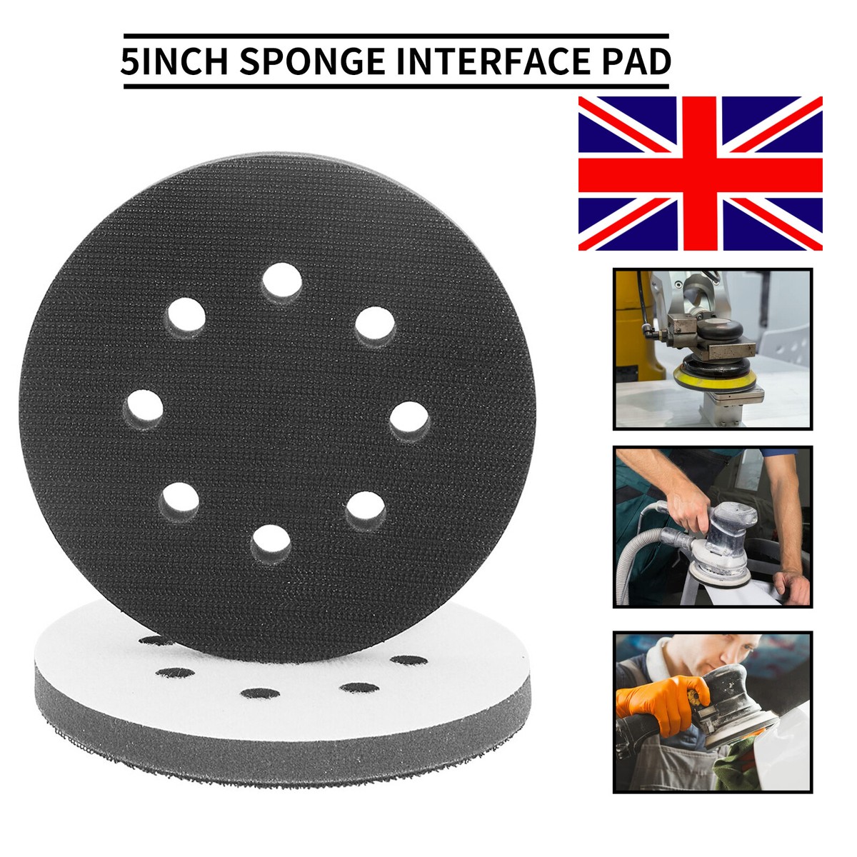 5 Hole Interface Pads 5 Inch 8 Hole Hook And Loop Soft Foams Sponge ...