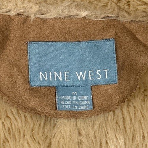 Penny Lane Coat Womans Medium Tan Faux Suede Shearling Fur Toggle Mob Wife - Picture 7 of 18