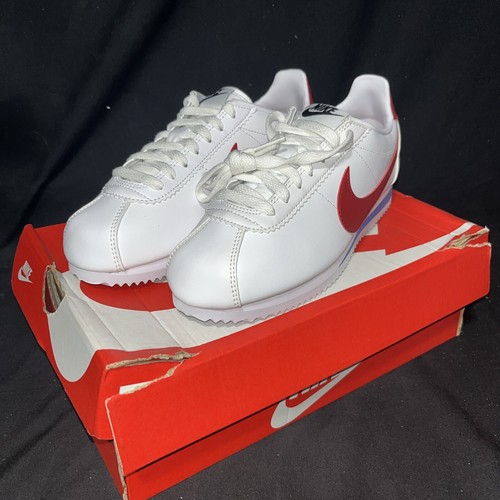 * AUTHENTIC 6.5 WOMEN'S NIKE CLASSIC CORTEZ LEATHER RED WHITE Blue 807471–103