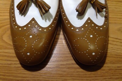 GUCCI VINTAGE SPECTATOR LONGWING TASSEL BROWN/WHITE MEN'S LOAFERS