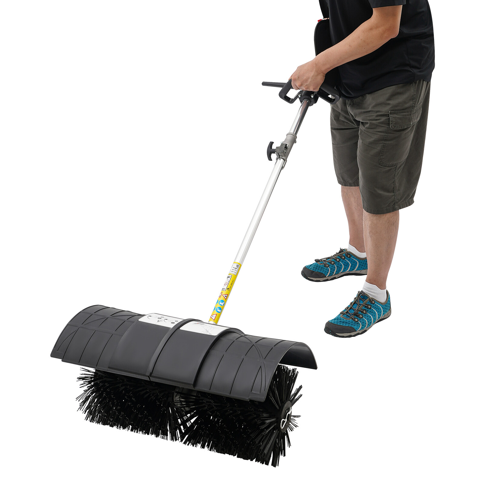 Walk Behind Power Sweeper Broom 52cc W Blower Driveway Turf Grass Snow Clean