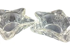 Set of 2 Vintage 5 Point Star Glass Ashtray Clear Glass