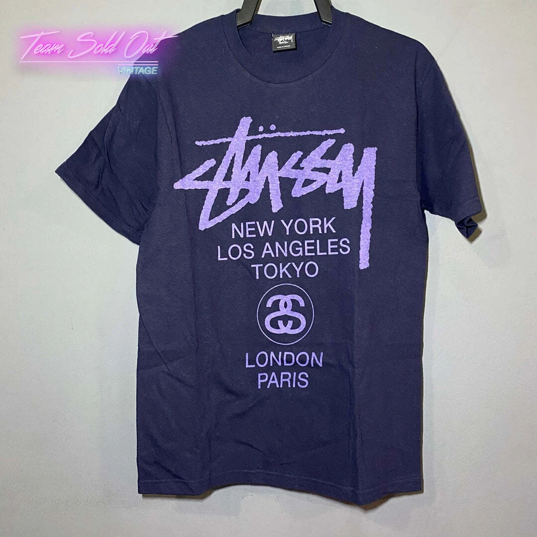 Vintage New Stussy Purple World Tour Tee T-Shirt Small | eBay