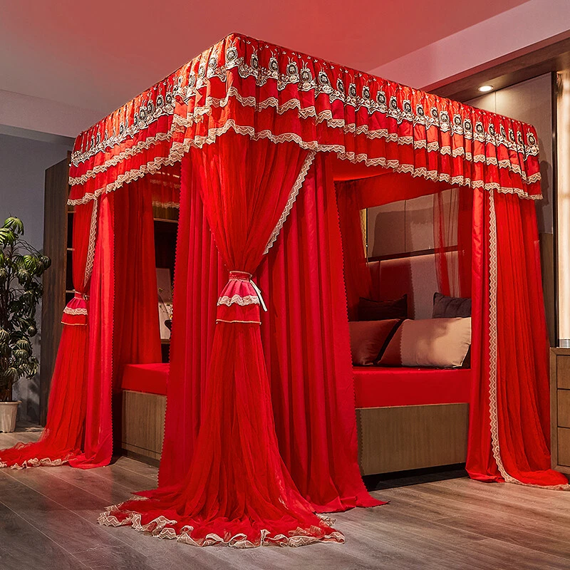 Mosquito Net Bed Netting Romantic Double Layers Bed Canopy Frames China Wedding - Image 3 of 4