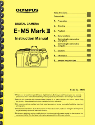 Olympus E-M5 Mark III Digital Camera INSTRUCTION USER MANUAL