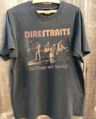 Dire Straits Band Sultan Of Swing Charcoal T Shirt Full Size S-5XL