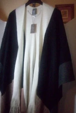 Black, Brown and White Knit Acrylic Sweater-Shawl by Vince Camuto, New, One Size