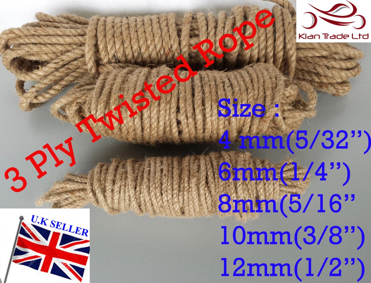 Natural 4mm 6mm 8mm 10mm 12mm Jute Rope Decking Garden Cord Boat cord Craft  DIY