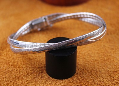 European Signed Double Omega Chain Bracelet Box Clasp 835