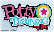 CRAFTECAFE POTTY GIRL TITLE paper piecing premade scrapbook diecut piece WOLFFEY