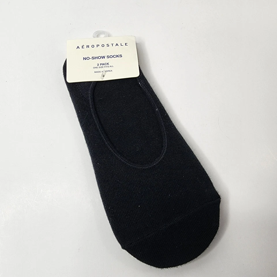 Aeropostale Womens 2 Pack Basic Lightweight Socks, Black, One Size No Show - Image 3 of 4