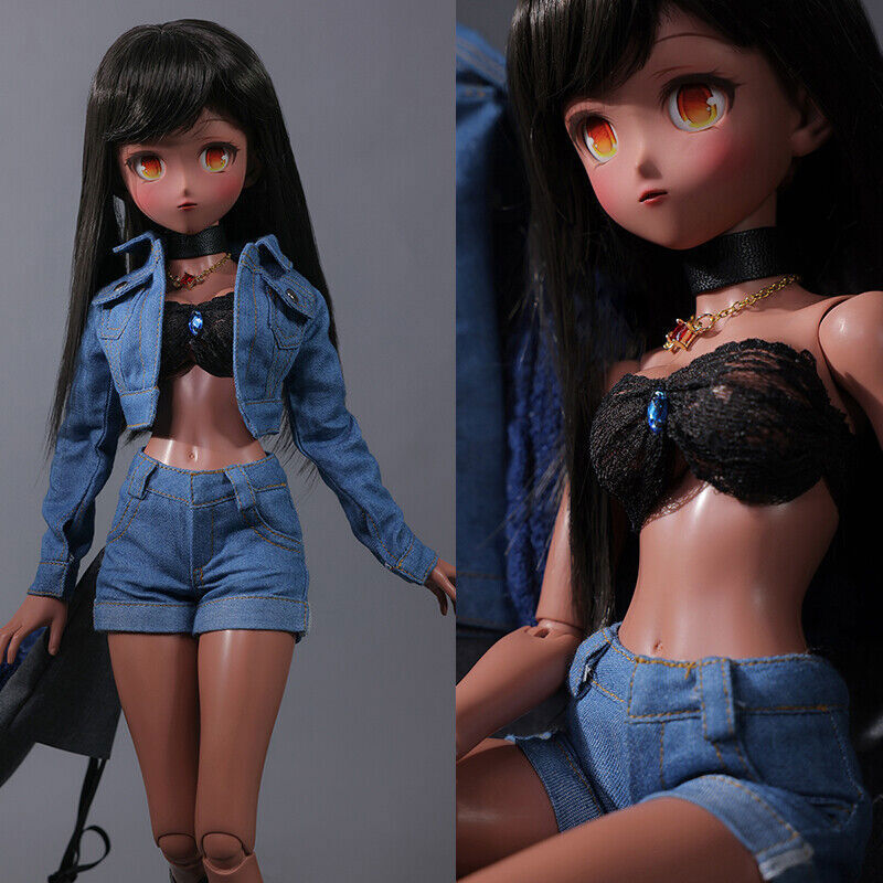 DARK SKIN 1/4 BJD Doll Resin Joint Cartoon Eyes Girl Makeup