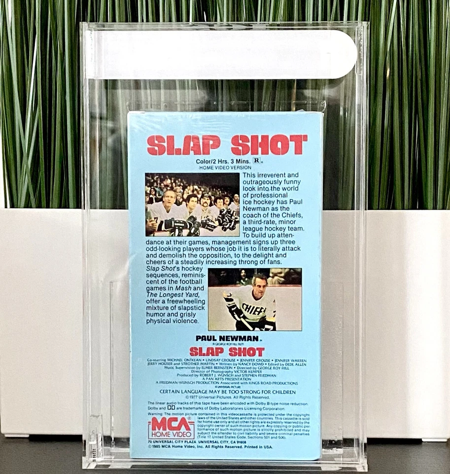 SLAP SHOT VHS IGS 8.5 | 9 CASE/SEAL PAUL NEWMAN ©1985 MCA VIDEO WATERMARK MINT! - Image 2 of 2