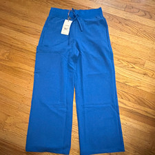 Mandala Blue Scrub Pants Size S Petite Drawstring Elastic Waist wide leg NEW