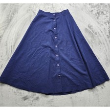 Vintage 70s Midi Skirt Women 13/14 Button Front A-Line Circle Preppy Cottagecore