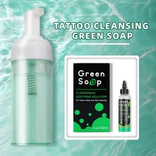 4oz Tattoo Green Soap with 120ml Foaming Bottle Cleanse Set for Tattoo